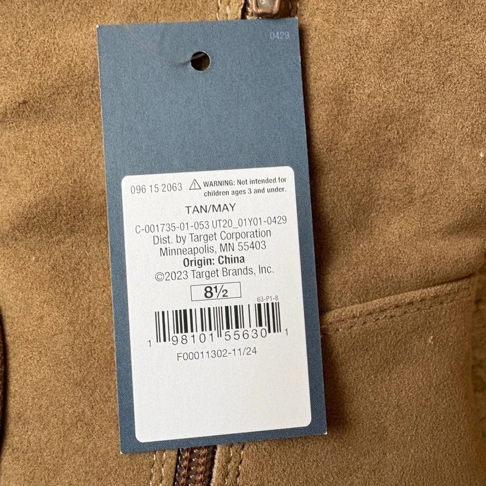 Universal Thread May Tan Faux Suede Tall Block Heel Boots‎ Size 8.NWT